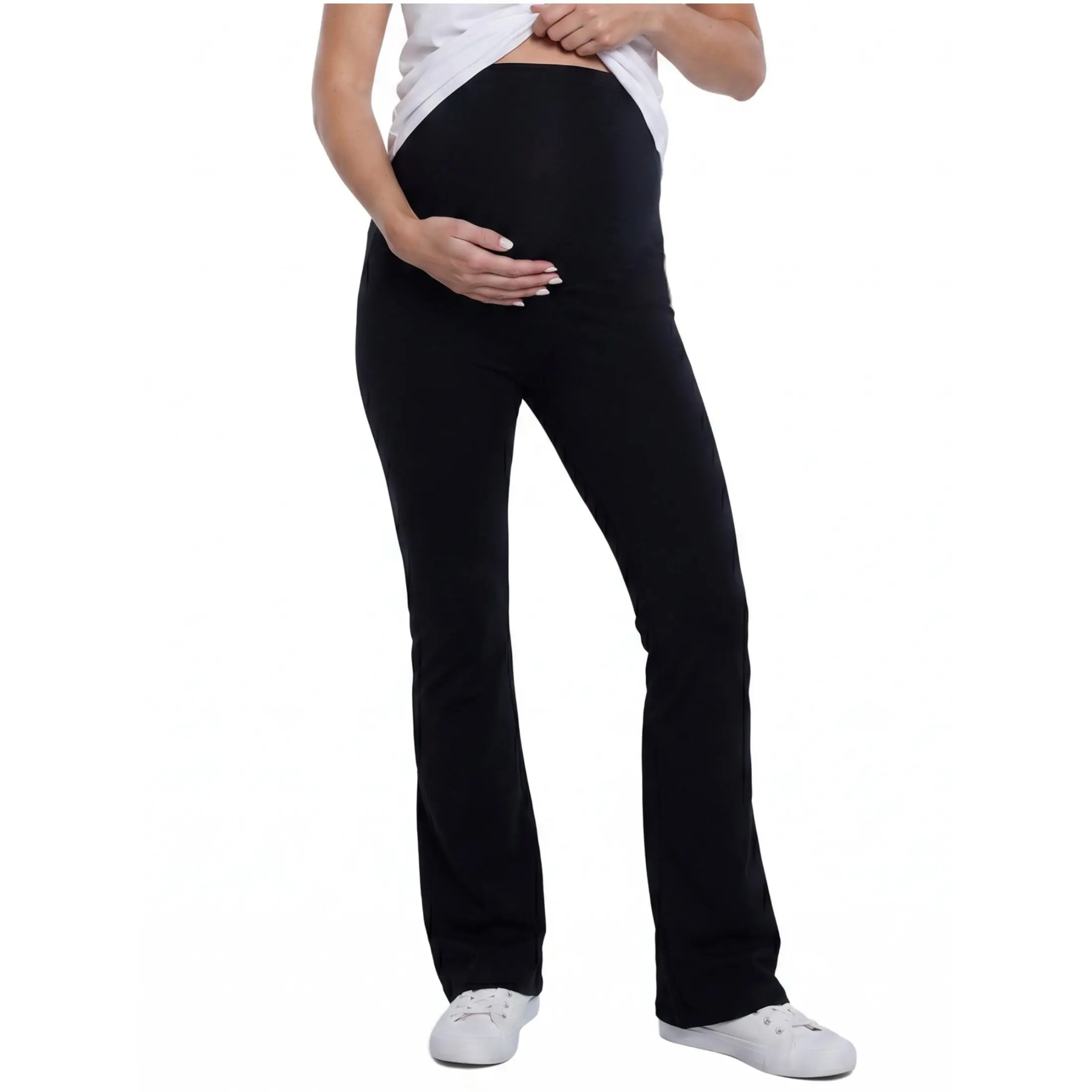 Motherhood Maternity Essential Stretch Secret Fit Belly Flare Leggings - Comfortable Full Length Pants for Pregnancy