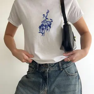 Vintage Cowboy Baby Tee, Y2K Womens Fitted Retro Western