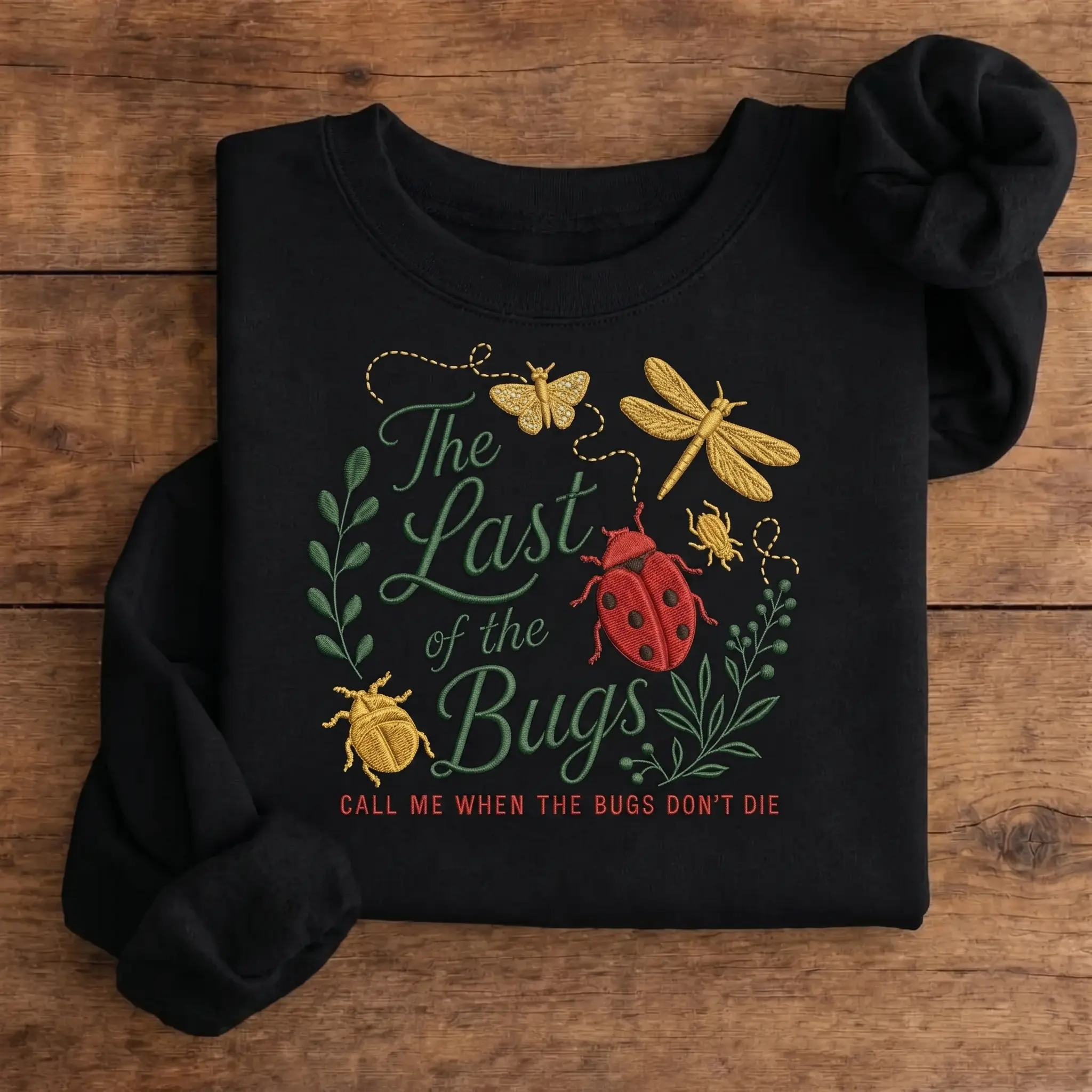 Women's Embroidered No.ah Kah.an Casual Pullover Sweatshirt - Last of The Bugs Club, Call Me When The Bugs, Music-Inspired Crewneck Sweatshirts, Music Fan Gift