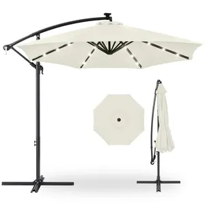 Best Choice Products 10ft Solar LED Offset Hanging Outdoor Market Patio Umbrella w/ Adjustable Tilt
