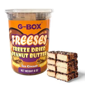 G-BOX Freeses Freeze Dried Peanut Butter & Chocolate Ice Cream Bites, Crunchy Airy Texture, Sweet Snack, Large Airtight Deli Container, Ideal for Camping Outdoor Travel Party Treat