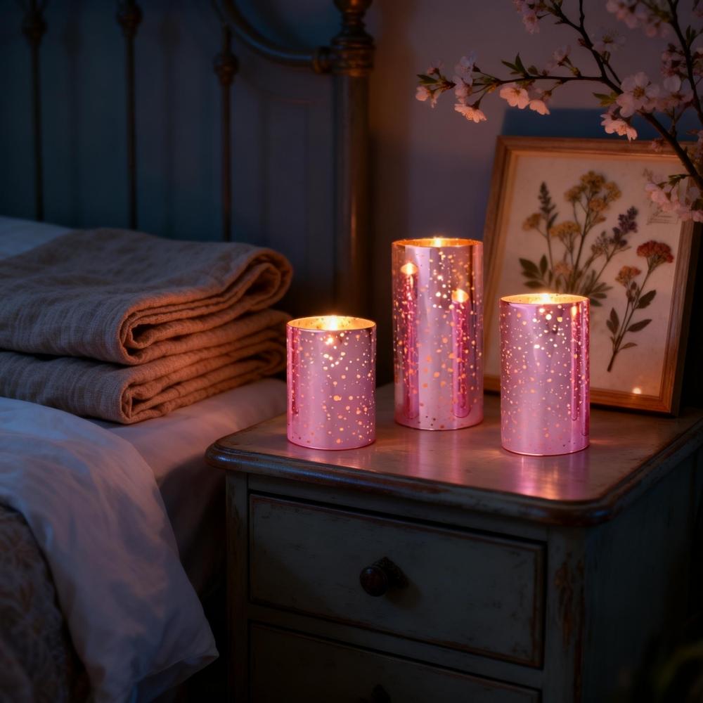 Pink Flameless LED Candles with Remote – Mercury Glass, Real Wax, Warm White Flicker, 500+ Hrs, Easter & Spring Decor for Women, Valentine's Day. Batteries Included Pink Flameless LED Candles with Remote – Mercury Glass, Real Wax, Warm White Flicker, 500+ Hrs, Easter & Spring Decor for Women, Valentine's Day. Batteries Included