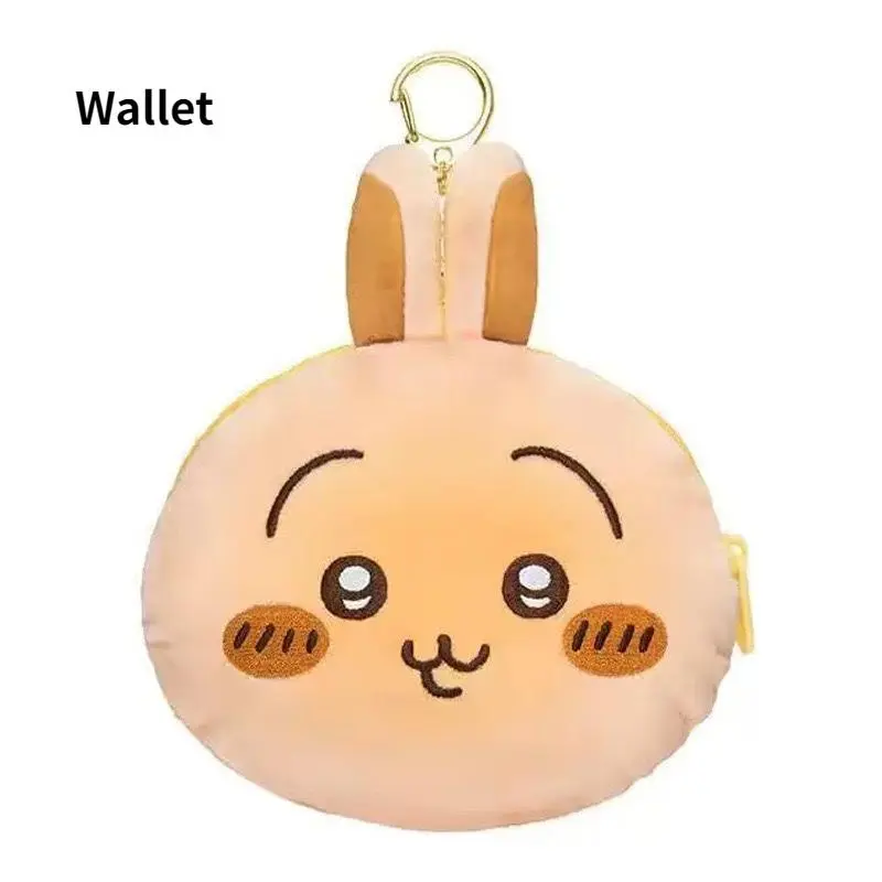 Cute Chiikawa Bunraku Rice Cake Storage Bag Wallet with Fur Decor Convenient Carry on Hanging Item Gift Spot Goods Nagano