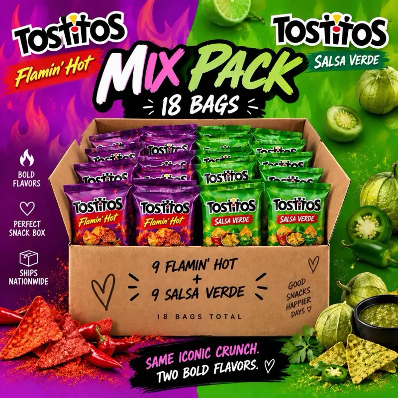 Tostitos Mix Pack, 18-Count Assorted Tortilla Chips Variety Pack for Snacking, Party Sharing