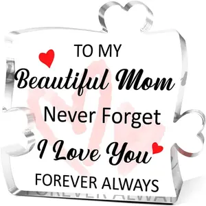 Gifts for Mom from Son Daughter,Appreciation Gifts for Mom Thanksgiving Christmas Birthday,Never Forget I Love You Sign Hearts Acrylic Puzzle Piece