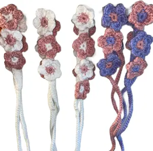 Handmade Crochet Flower Headband - Pink and White Floral Design for Women