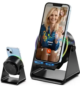 Wireless Sensor Audio Speaker Stand 5-in-1 Phone Stand 360-Degree Adjustable with Colorful Ambient Light Suitable for Men and Women Mobile Phone Holder Induction Speaker