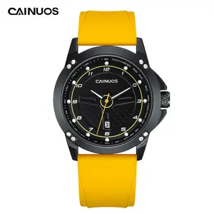 CAINUOS 5029 Men's 45mm Casual Sport Watch, Luminous Hands & Date Display Quartz Wrist Watch, Soft Silicone Band Scratch-Resistant Hardlex Everyday Wear Timepiece for Men