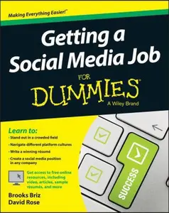 USED-Getting a Social Media Job for Dummies by Briz, Brooks (Paperback)