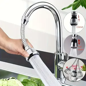 High Pressure Kitchen Faucet Extender, Pull Out Faucet, with 360° Rotatable Spout & 2 Spray Modes - Water-Saving Bathroom & Kitchen Faucet Adapter, Faucet Attachment, No Electricity Needed, Easy Install, Versatile Water Flow, Chrome Finish