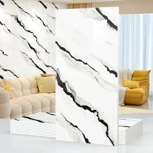 10pcsMarble Peel and Stick Waterproof Wall Panels,Backsplash Tile-23.6"x11.8"PVC Foam Wall Sticker for,Living Rooms,Bedrooms TV,Black and White,SlightlyYellowish(Not Real Tile 19.4Sq.Ft)
