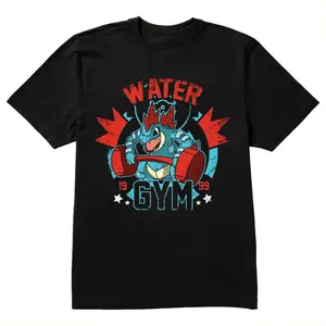 Feraligatr Water Gym T-Shirt – Vintage Pokemon Workout Graphic Tee Cotton Fabric