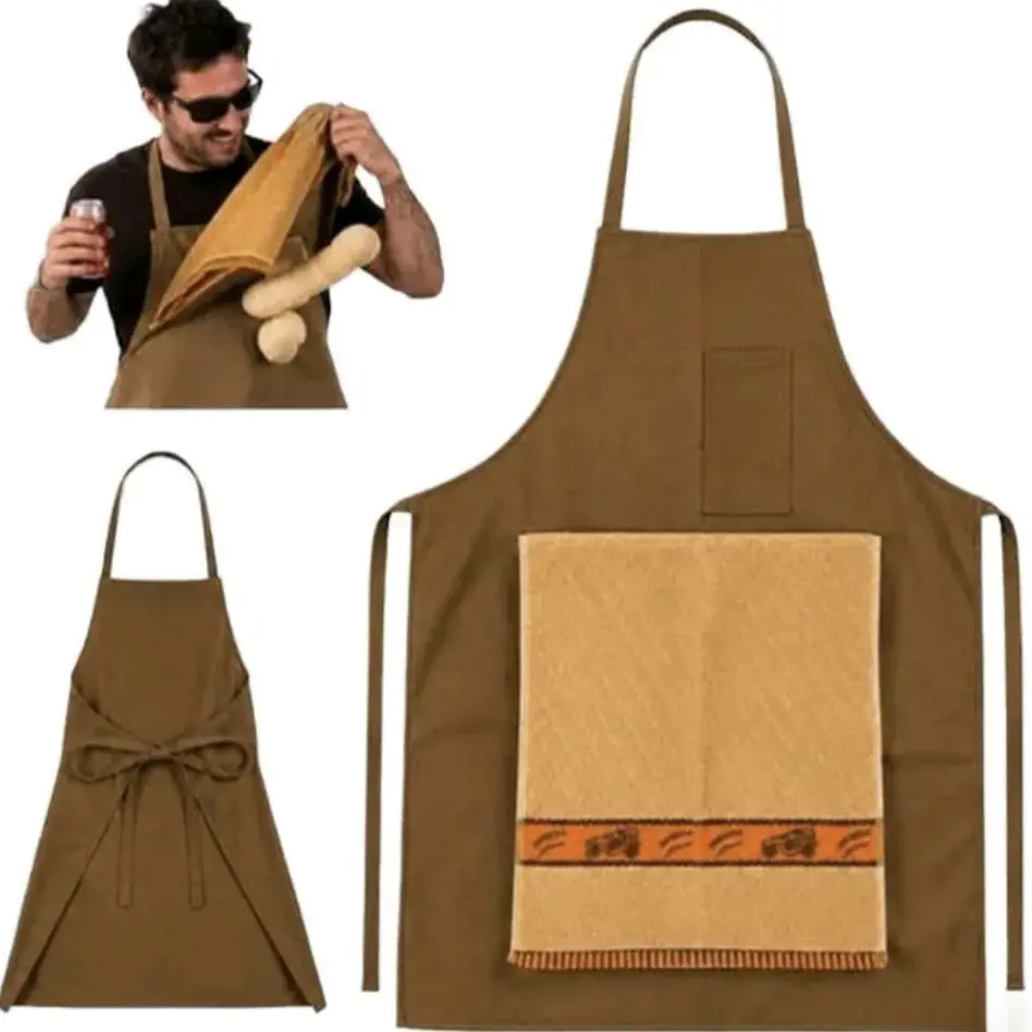 Funny apron tie with hidden pockets - a prank gift, a trick apron, a men's chef apron, a barbecue cooking apron. Ideal for giving to dads, husbands or boyfriends.