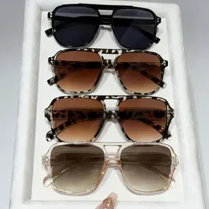 4-Pack Unisex Y2K Fashionable Aviator Sunglasses Stylish Casual for Daily Use Outdoor Activities & Screen Light Protection Durable Women's Oversized Cat Eye Glasses