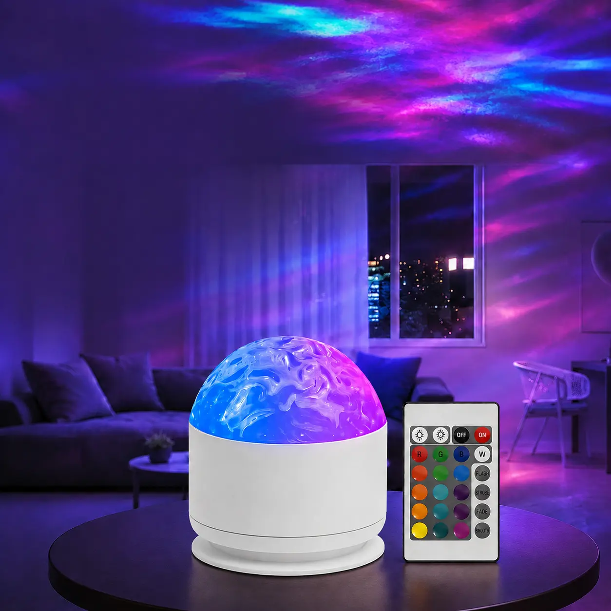 JEYUIN 16-Color RGB Galaxy Projector Light - Remote-Controlled LED Nightlight with Ocean Wave, 3D Water Ripple Effects, Cool Room Decor, Whimsical Home Decor, LED Lights Bedroom, Tech Gadget, Birthday Gift Rgb Atmosphere Lights Rgbw Led Lights