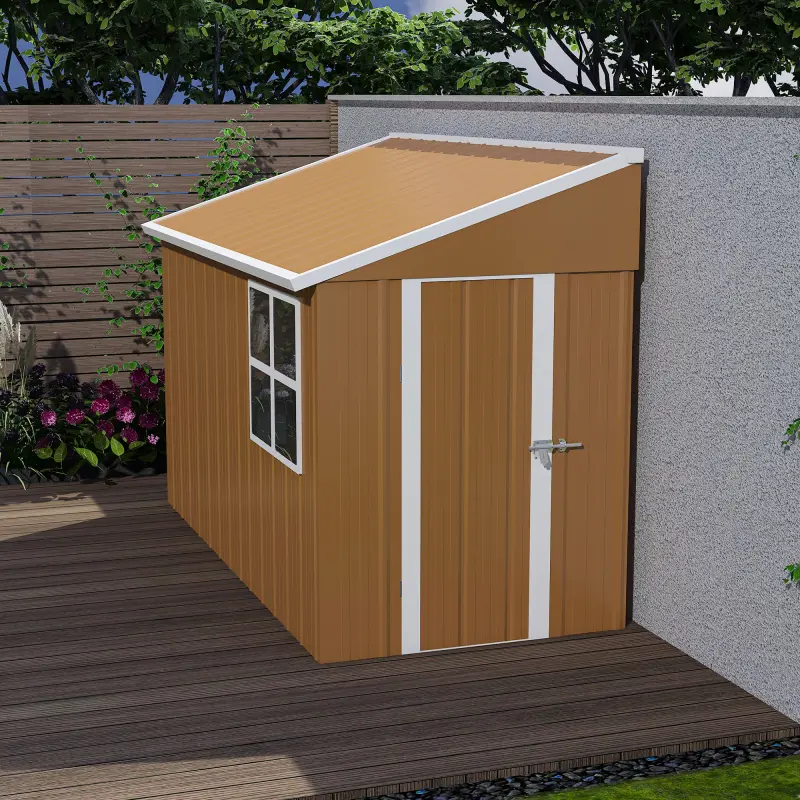 8x4 FT Heavy-Duty Galvanized Iron Furniture Storage Shed, Outdoor Ventilated Unit with Double Doors, Windows, Weatherproof Design, Easy Setup, Ground Anchors for Patio Backyard Organization