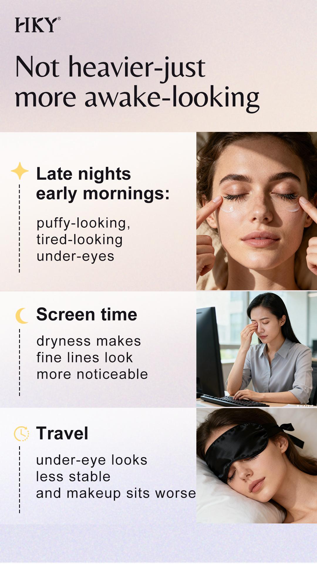 HKY Day & Night Eye Cream Set, AM Caffeine Under Eye Brightener for Dark Circles & Puffiness, PM Anti-Aging Collagen Treatment for Fine Lines & Wrinkles. Korean Skincare Firming Moisturizer Duo for Smooth Radiant Skin. Lightweight Hydrating Anti-Aging Kit