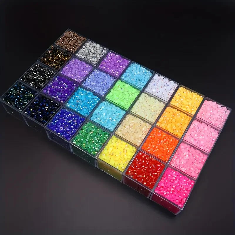 Unisex DIY Rhinestone Shimmer Resin Water Gems - 24999 Pcs, 3mm Mixed-Color, 140g (No Box), for Handcrafting, Clothing, Reusable Press-On Nails, Home & Festive Party Supply Gift