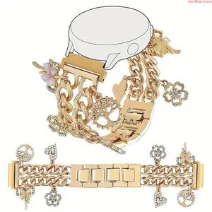 Cuban Link Metal Watch Band, Adjustable Replacement Strap with Metal Links in 20mm & 22mm for Samsung, Garmin & Huawei Accessories