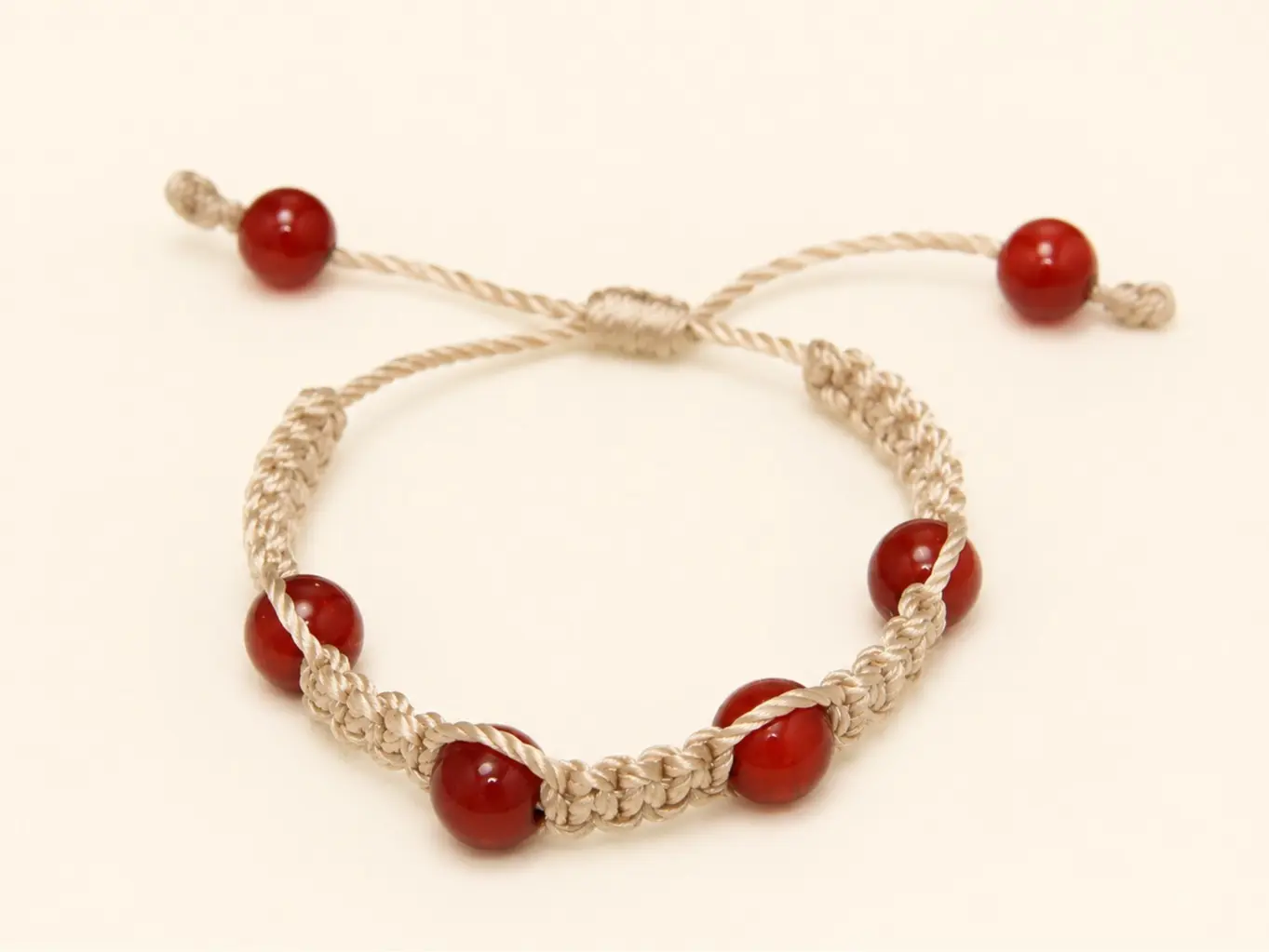 Handmade Red Bead Macramé Bracelet