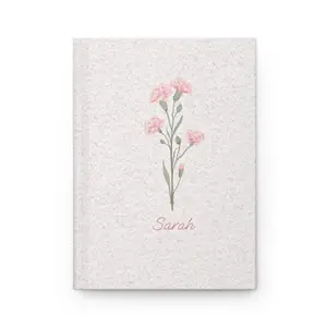 Personalized January Birth Flower Carnation Hardcover Journal Matte, Notebook, Gift for Writers, Botanical Stationery, Custom Name Journal