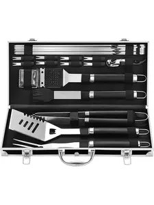 Grilljoy 22PCS BBQ Grill Tools Set - Stainless Steel Barbecue Accessories with Aluminum Case - Perfect for Outdoor Grilling & Barbecue Parties - Christmas Gifts for Men & Dad  kitchen gadgets kitchen items kitchen accessories grills