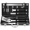 Grilljoy 22PCS Extensible Stainless Steel Rustproof Durable With Handle BBQ Grill Tool Set - Heatproof Easy-to-Clean Utensils, Replaceable Brush, Skewer, Corn Rack, Built-in Bottle Opener, Aluminum Case - Ideal for Camping - Perfect Birthday Gift for Men,
