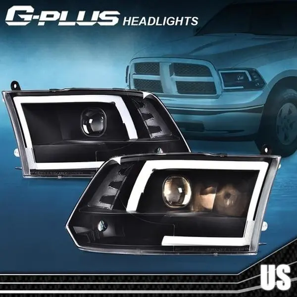 G-PLUS LED Car Headlights, Black Housing with LED DRL & Corner Lamps, Compatible with 2009-2018 Ram 1500, 2500, 3500,car accessories
