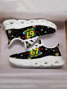 Unisex Kids Casual Sports Shoes, Textile Upper, Eva Sole, Christmas Star Print, All Seasons, Below Ankle Height, Perfect for Daily Use