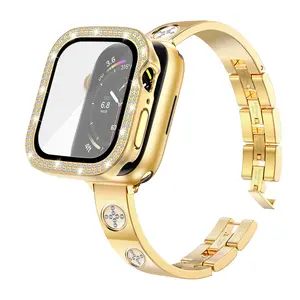 SKIMEMRY Luxury Metal Bracelet Bracelet Band and Dual-Bling Case for Apple Watch Business & Dressy Strap Compatible Series 1-10 SE Women (Watch Not Included) #TikTokShopBlackFriday