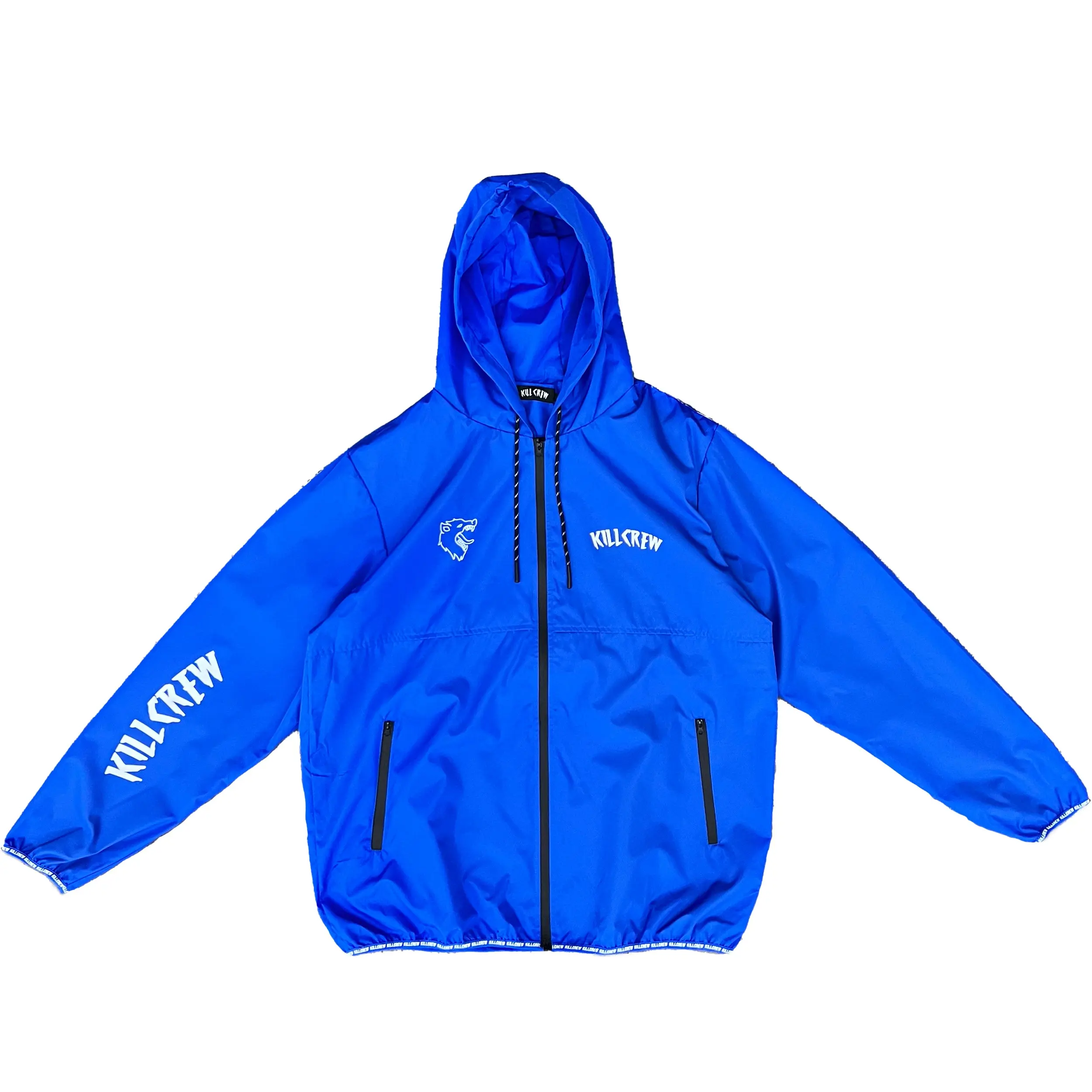 Kill Crew Men's Quick-Dry Windbreaker Hoodie, Athletic Jackets, Activewear Sportswear with Adjustable Hem, Tops, Plain, Polyester