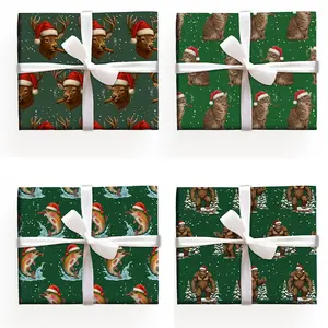 Funny Xmas Animal Wrapping Paper, Christmas Gift Wrap, Unique Meme Gift Packaging, Holiday Party Decoration