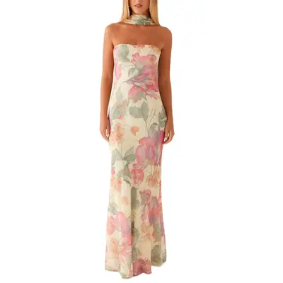 Asos Bandeau Floral Embellished Maxi Dress in Apricot - TikTok Shop Asos Bandeau Floral Embellished Maxi Dress in Apricot - TikTok Shop