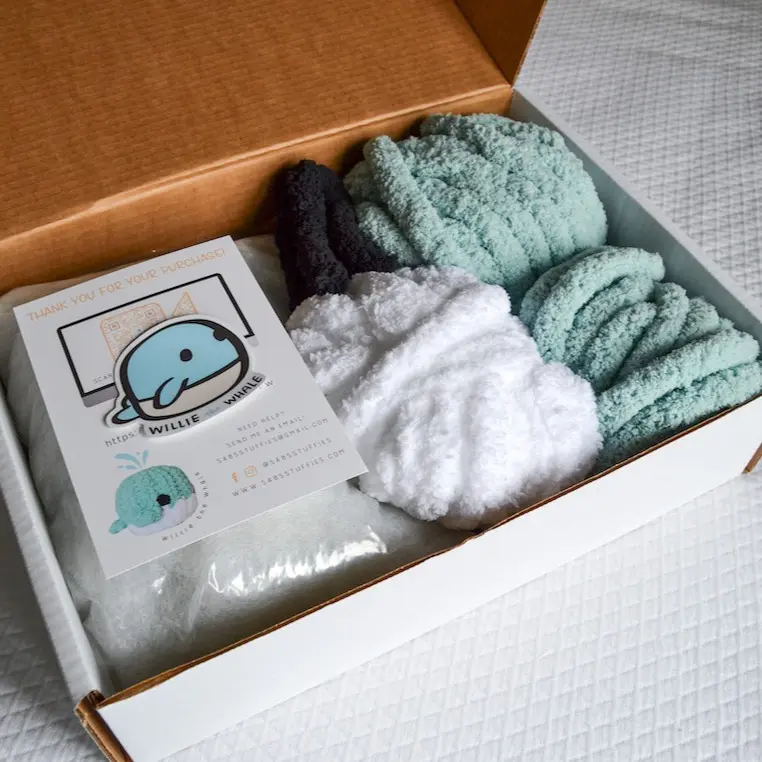 Willie the Whale DIY Kit, Learn How to Finger Knit Willie the Whale DIY Kit, Learn How to Finger Knit