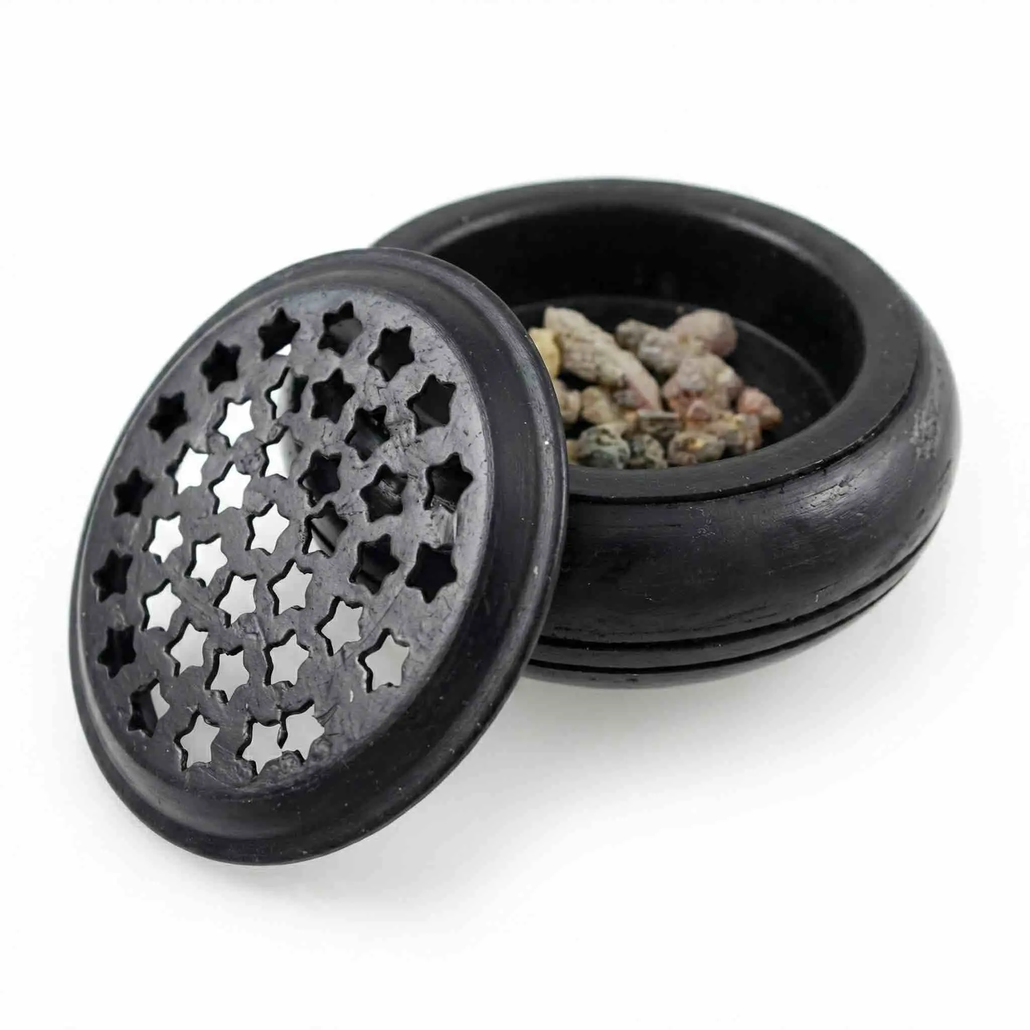 Charcoal Incense Burner Starry Screen Black — Resin &amp; Herb Ritual Burner
