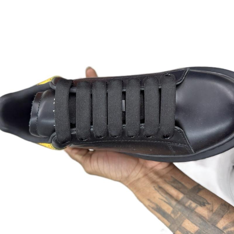 Alexander McQueen Shoe - Black Leather Footwear with Yellow Detail, Classic Design, Ideal for Casual Wear