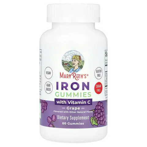 MaryRuth's Iron Gummies with Vitamin C, Grape, 60 Gummies