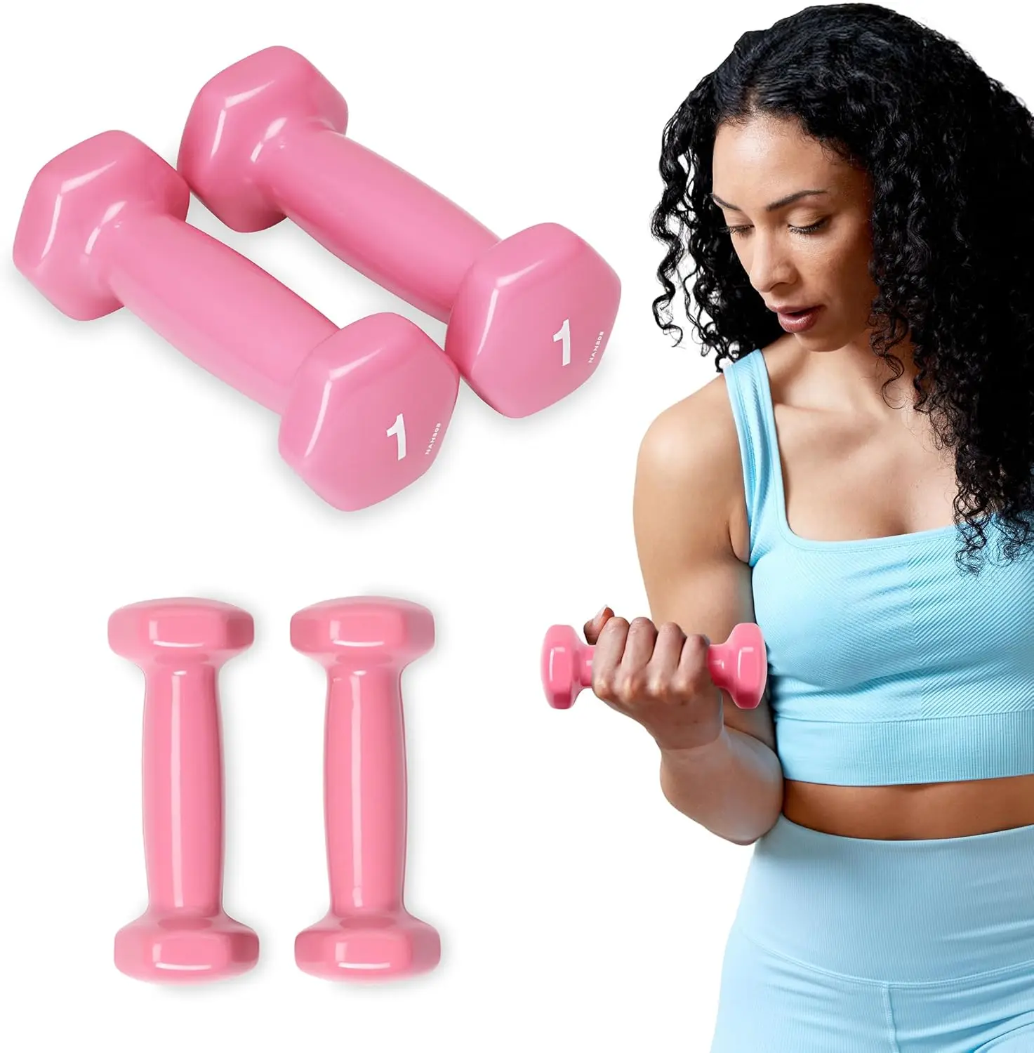 Dumbbells Hand Weights Set of 2 - Vinyl Coated Exercise & Fitness Dumbbell For SPRI