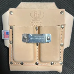 RJ Leather 706-1 Leather Box Shaped Tool Holder with Tape Holder Feature Premium Quality Made in USA