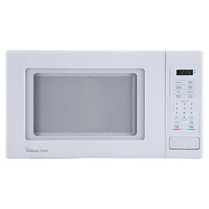 Magic Chef 0.9 Cubic Feet 900W Small Stainless Countertop Microwave Oven, White