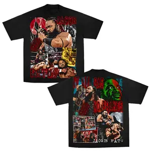 💥 Jacob Fatu "The Samoan Werewolf" WWE Wrestling Premium Cotton T-Shirt, SmackDown Graphic Tee Shirt, WWE Fan Shirt, Wrestling Fan Gift Unisex Streetwear Camiseta, Soft Breathable Cotton, Retro Wrestling Style Oversized Fit Casual Wear
