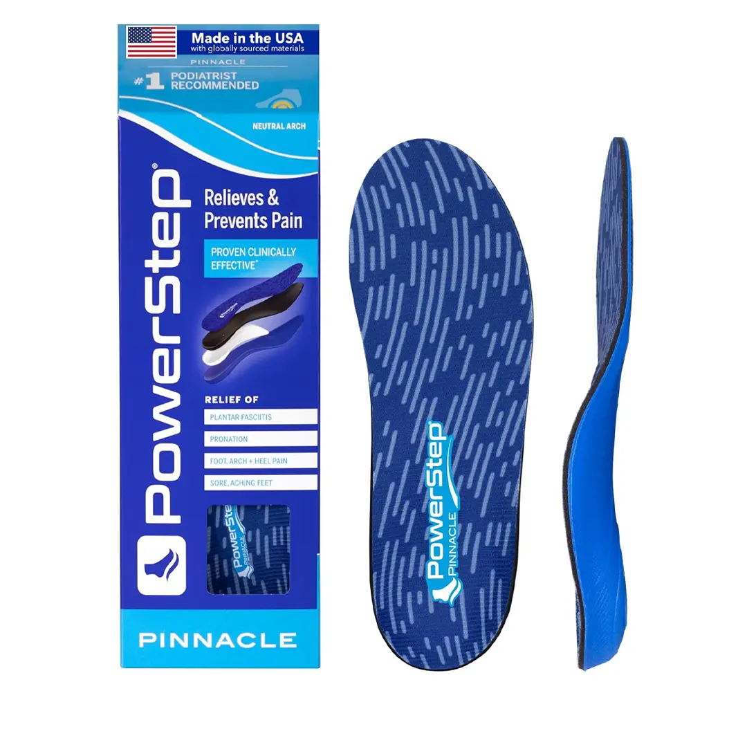 PowerStep Pinnacle Insoles, Orthotics for Plantar Fasciitis Relief, Made in USA Orthotic Insoles, Arch Support Inserts with Moderate Pronation, #1 Podiatrist Recommended