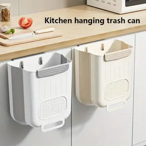Under Cabinet Hanging Trash Can, No Installation Needed, Durable Plastic Kitchen Garbage Bin with Lid, Space-Saving Drawer Organizer, Trash Storage Can