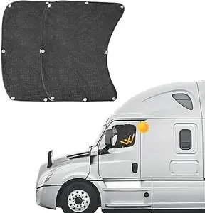 Truck Accessories 2pcSemi Truck Side Window Sunshade for Volvo VNL & International Trucks 98% UV Protection Durable Polyester Mesh Foldable & Portable