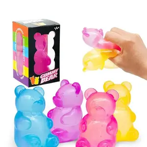 Bear-shaped soft jelly sensory toy, stretchable and squeezable, relieves stress, ideal for birthday gifts, gift bag fillers, classroom rewards, and Mother's Day gifts