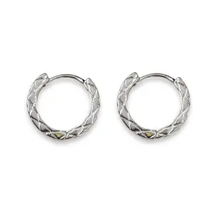 14mm Small Silver Hoop Earrings for Men Women,Streetwear Hip Hop Unisex Style