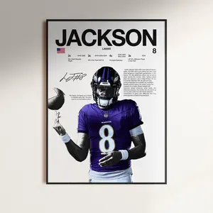 Lamar Jackson Poster,  Wall Print, Football   Poster Print, Sports Decor, Baltimore Ravens Poster,  Football Gift