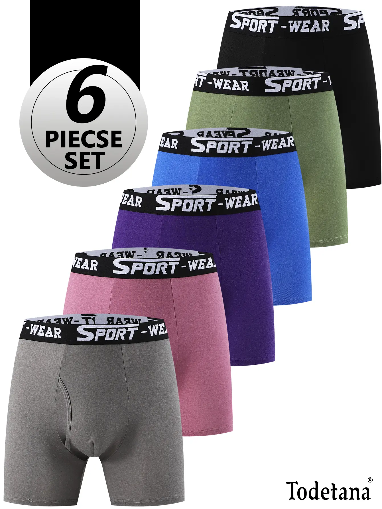 6-Pack Men's Boxer Briefs, Breathable Quick-Dry Underwear, Soft Stretch Athletic Boxer Shorts with Comfort Elastic Waistband for Gym, Running & Daily Wear