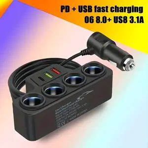 7-in-1 120W Multi-Purpose Car Charger Adapter [12V/24V] with Dual USB, 4 Charging Ports & 1 PD Power Converter, Suitable for Phones, Tablets, and Laptops