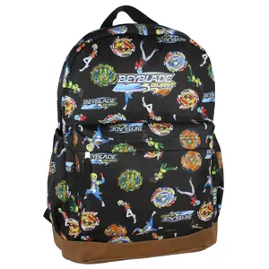 Beyblade Burst Spinner Top Allover Characters Anime Pattern School Book Bag Backpack 16"